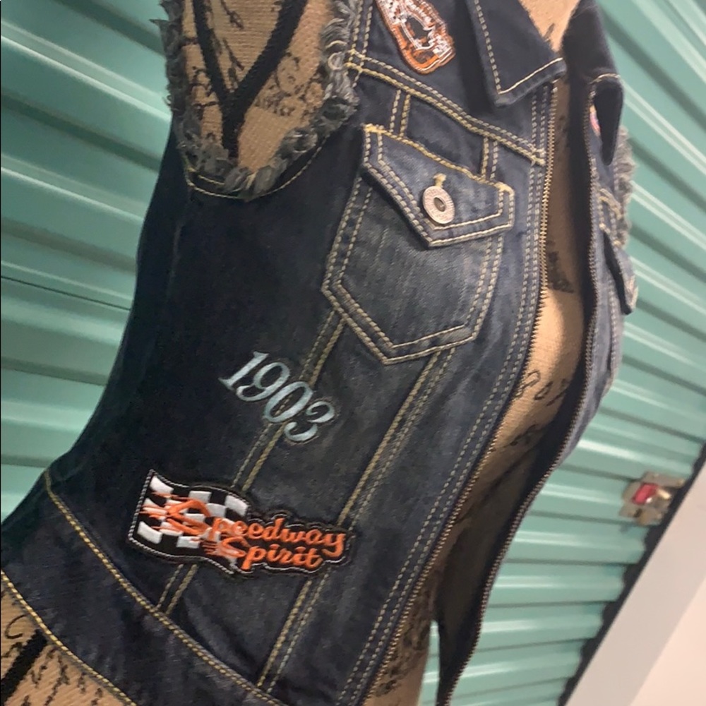 Harley Davidson zip up denim vest - Picture 4 of 8